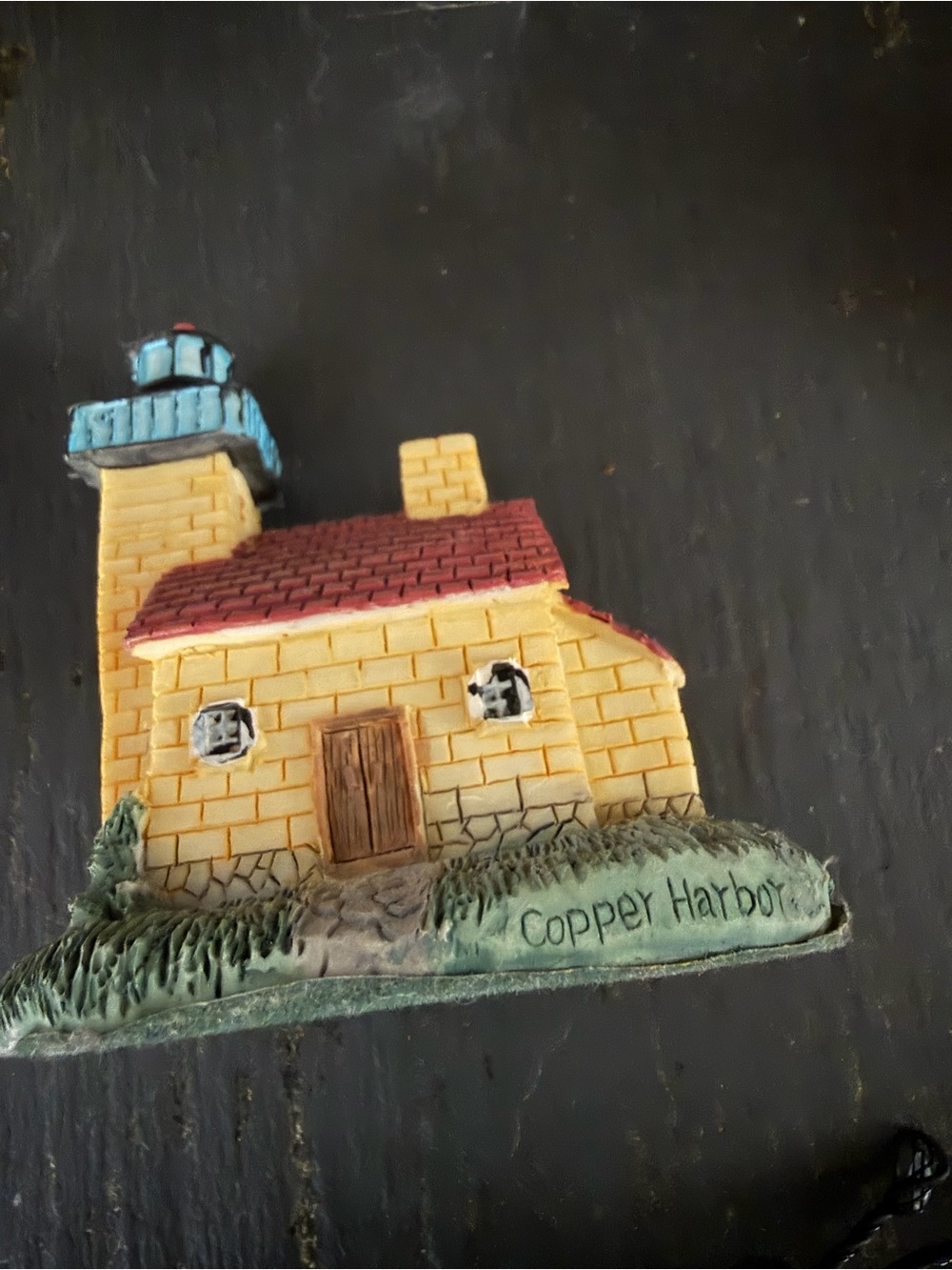 Copper Harbor Lighthouse Home Party Decor Magnet - Yellow and Red